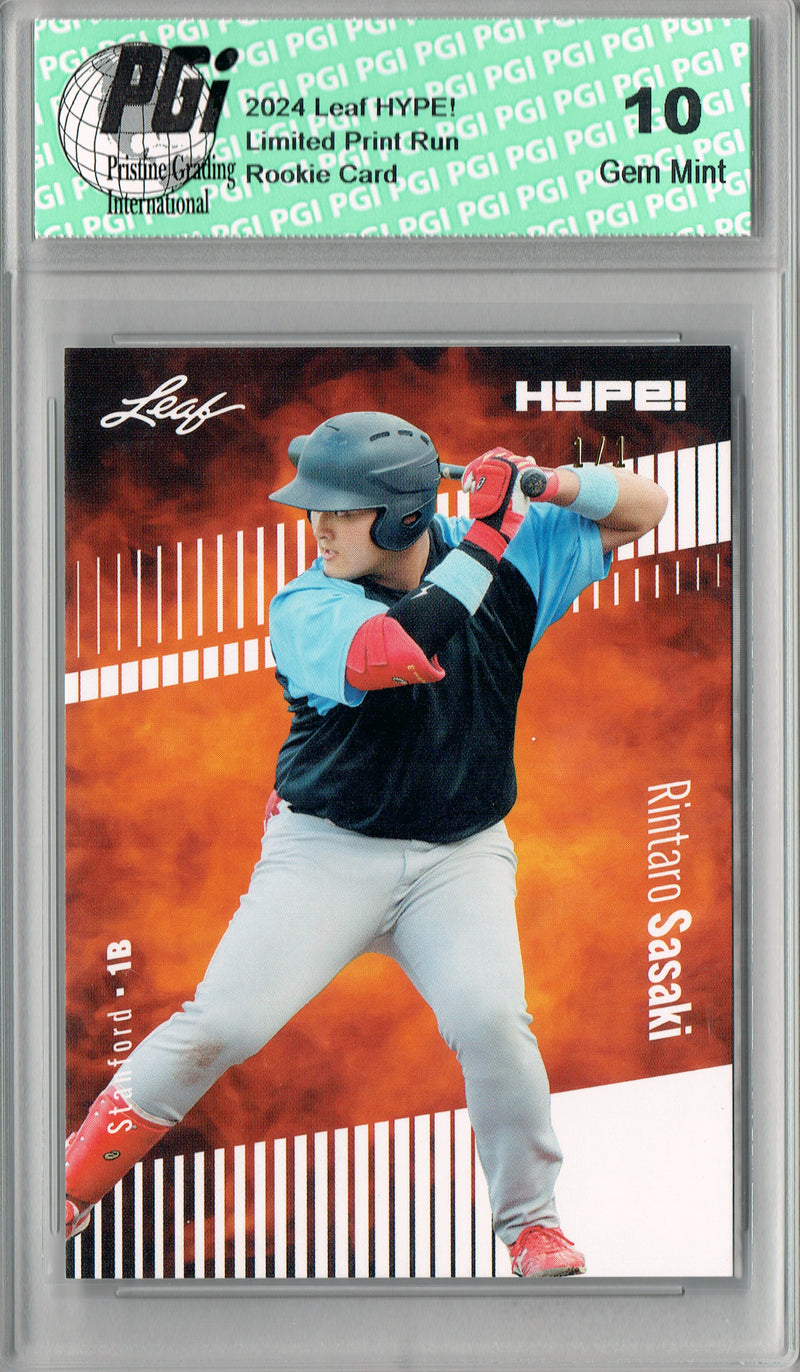 Rintaro Sasaki 2024 Leaf HYPE! #154 White Blank Back 1/1 Rookie Card PGI 10