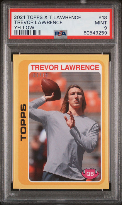 PSA 9 Trevor Lawrence 2021 Topps X #18 Yellow SP #7/10 Rookie Card