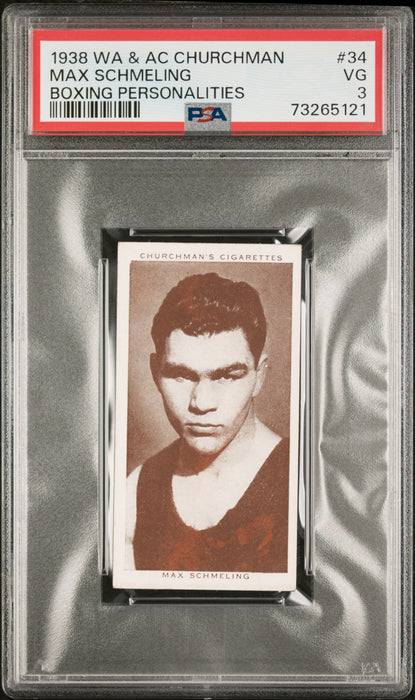 PSA 3 VG Max Schmeling 1938 WA & AC Churchman #34 Rare Trading Card Boxing Personalities