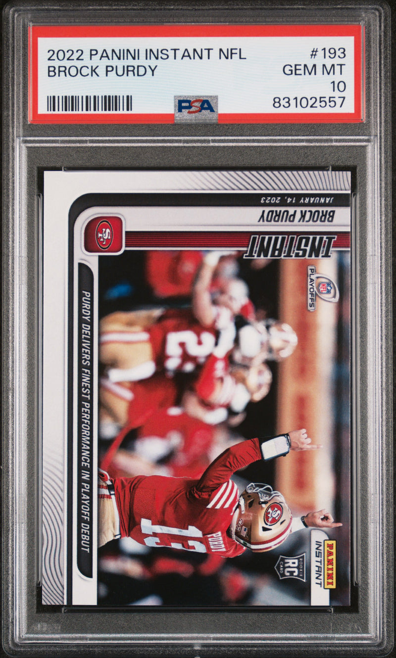 PSA 10 GEM-MT Brock Prdy 2022 Panini Instant #193 Rookie Card Playoff Debut