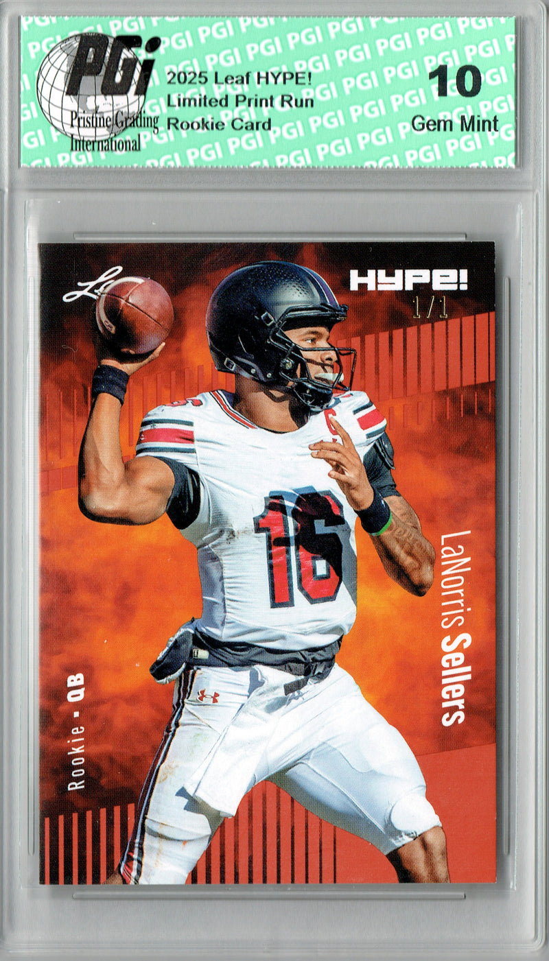LaNorris Sellers Rookie Card South Carolina PGI 10 Football Trading Card 2025 Leaf HYPE! #185 Masterpiece 1 of 1