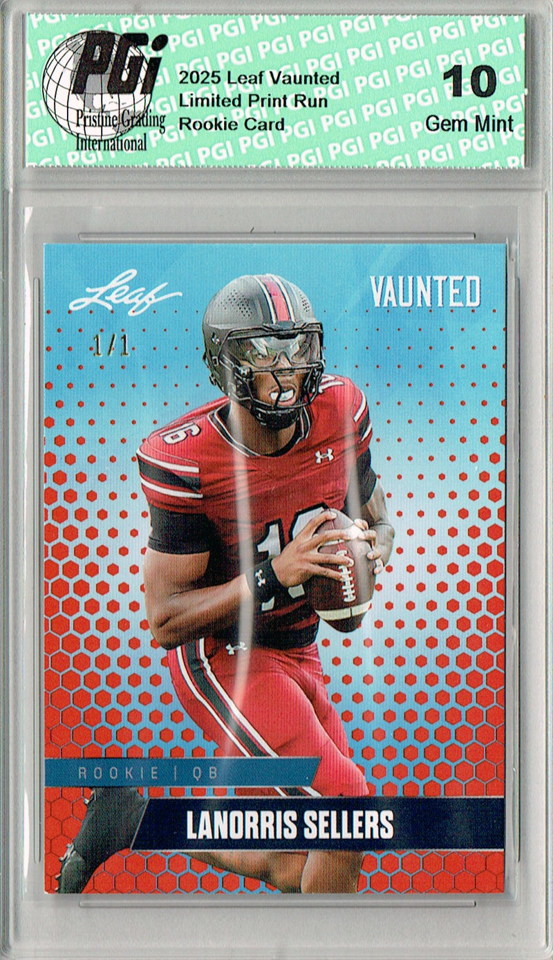 LaNorris Sellers Rookie Card South Carolina PGI 10 Football Trading Card 2025 Leaf Vaunted #V-11 Masterpiece 1 of 1