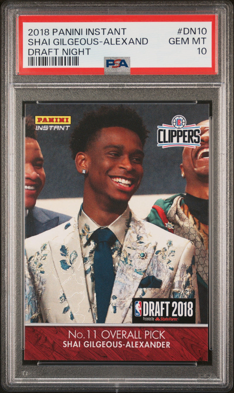 PSA 10 Shai Gilgeous Alexander 2018 Panini Instant #DN10 Draft Night 1/85 Rookie Card Oklahoma City Thunder