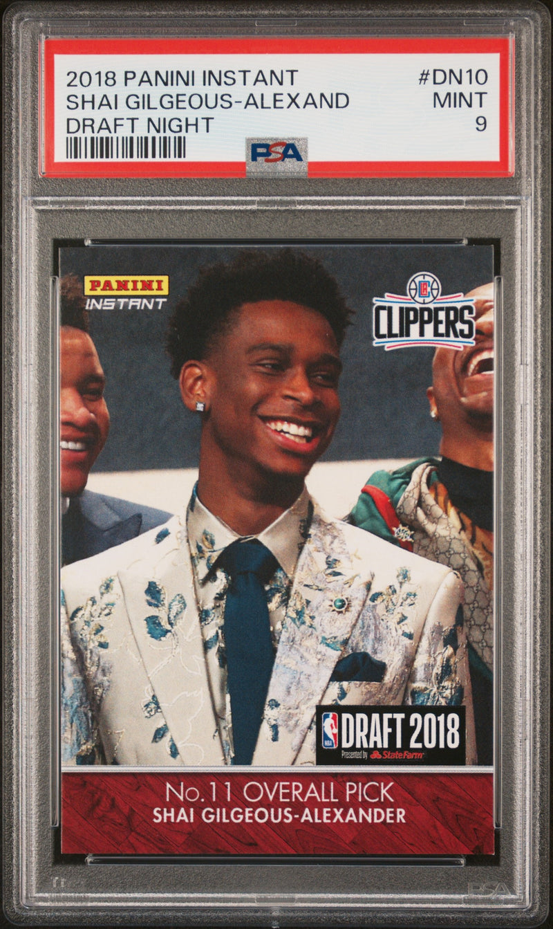 PSA 9 Shai Gilgeous Alexander 2018 Panini Instant #DN10 Draft Night 1/85 Rookie Card Oklahoma City Thunder