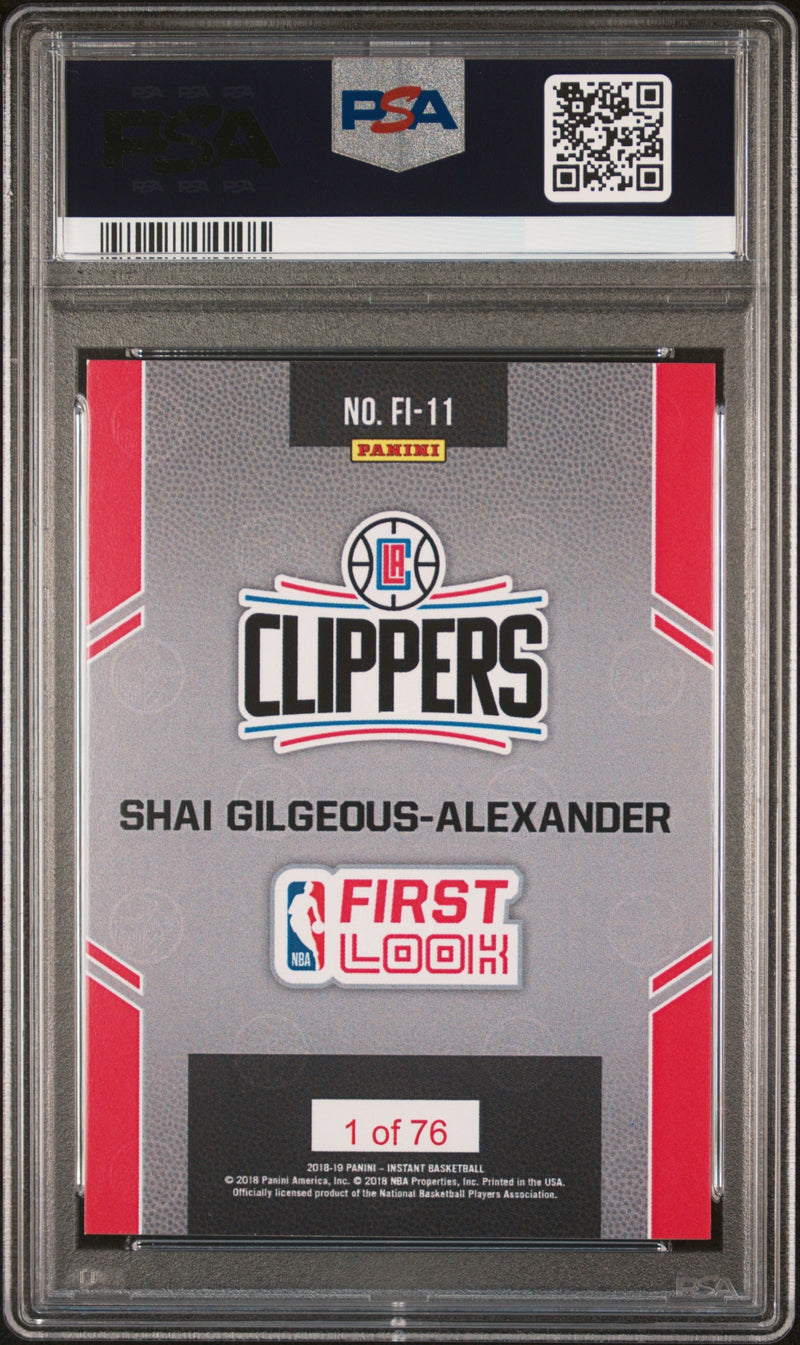PSA 9 Shai Gilgeous Alexander 2018 Panini Instant #FL-11 First Look 1/76 Rookie Card Oklahoma City Thunder