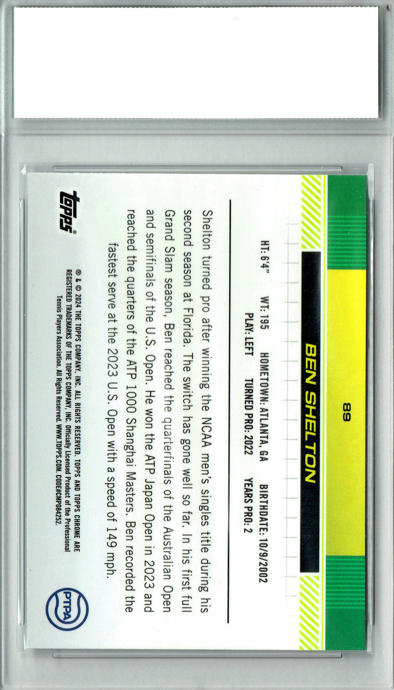 Ben Shelton Rookie Card 2024 Topps Chrome #89 0, Certified Mint+ Condition, USA Tennis