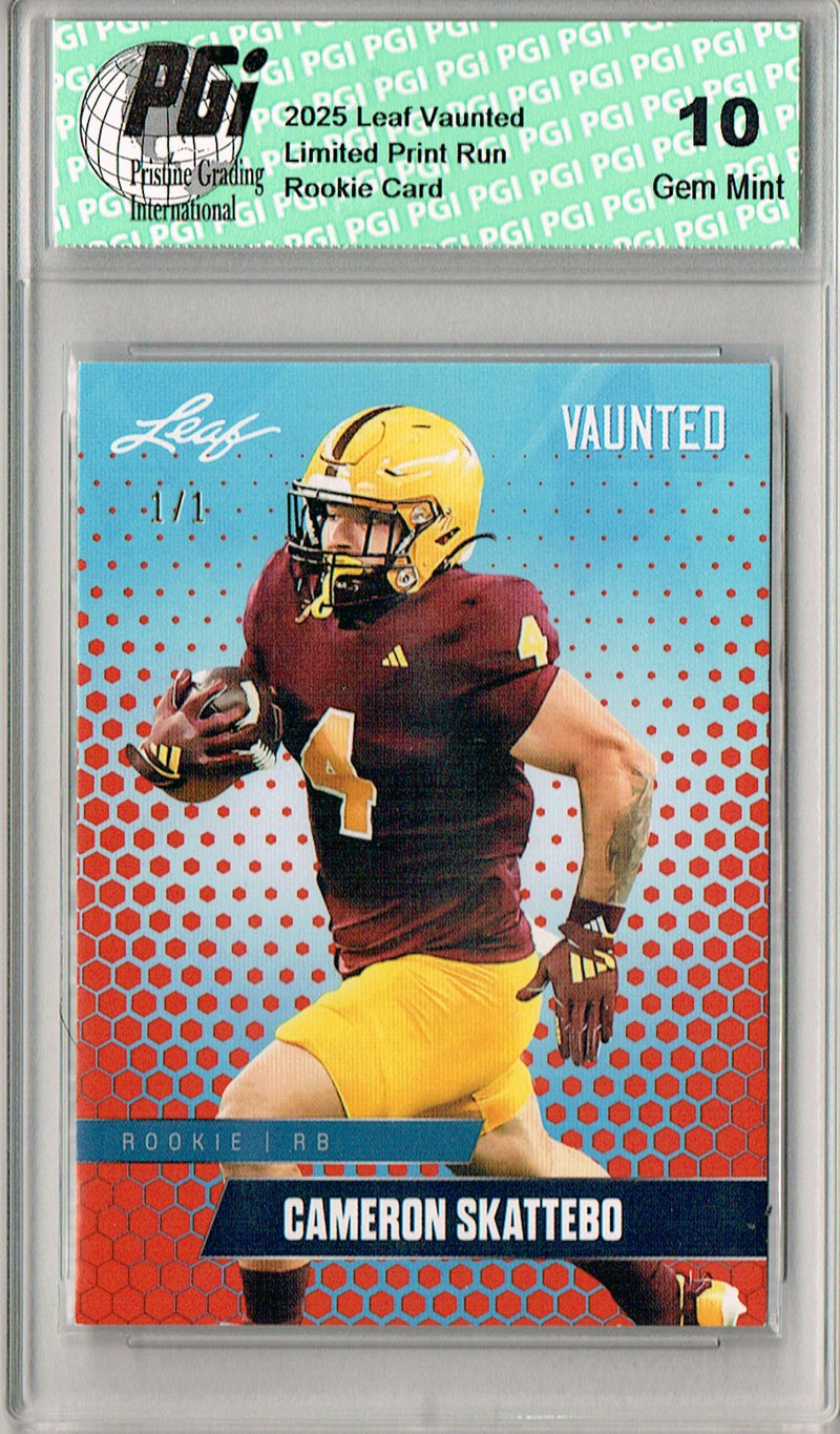 Cam Skattebo Rookie Card ASU / New York PGI 10 Football Trading Card 2025 Leaf Vaunted #V-06 Masterpiece 1 of 1