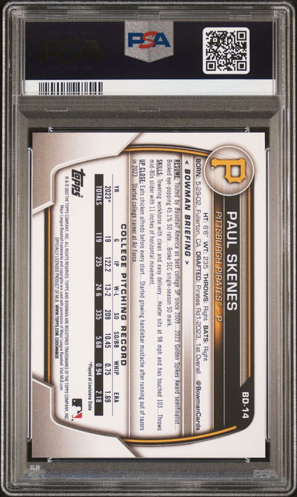 PSA 10 Paul Skenes 2023 Bowman Draft #BD14 1st Bowman Rookie Card