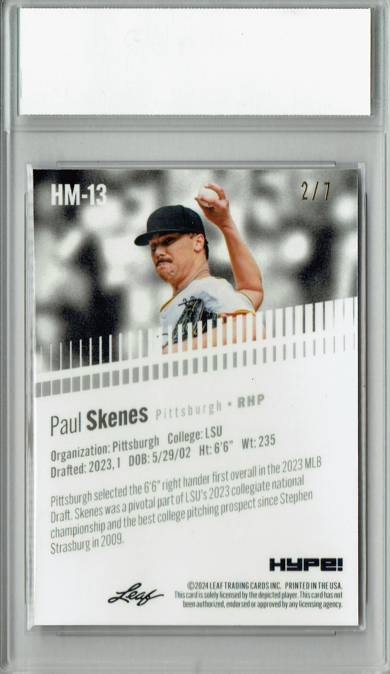 Paul Skenes 2024 Leaf HYPE! Metal #HM-13 Black Only 7 Made Rookie Card PGI 10