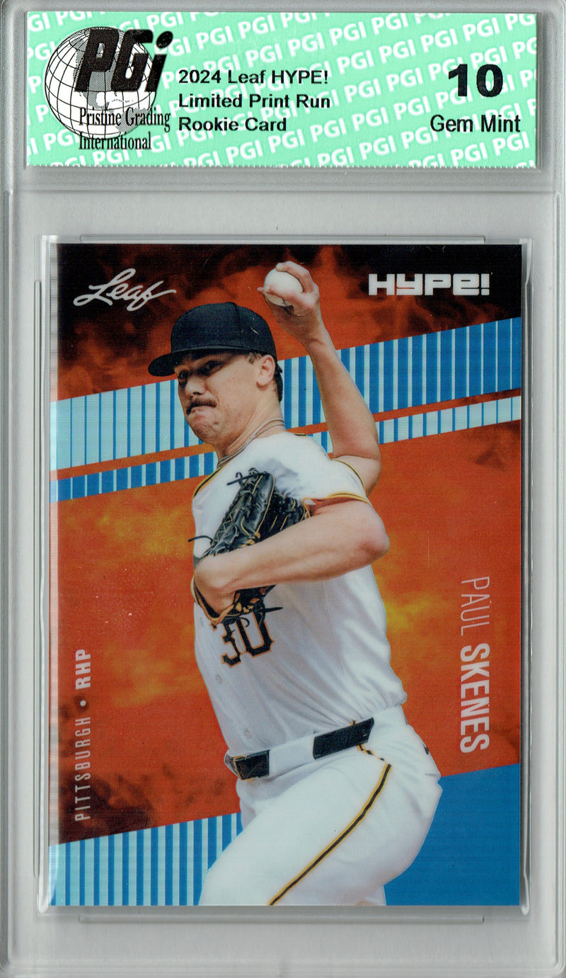 Paul Skenes Rookie Card 2024 Leaf HYPE! #HM-13 Metal #1/20 Blue, PGI 10, Pittsburgh Pirates Baseball
