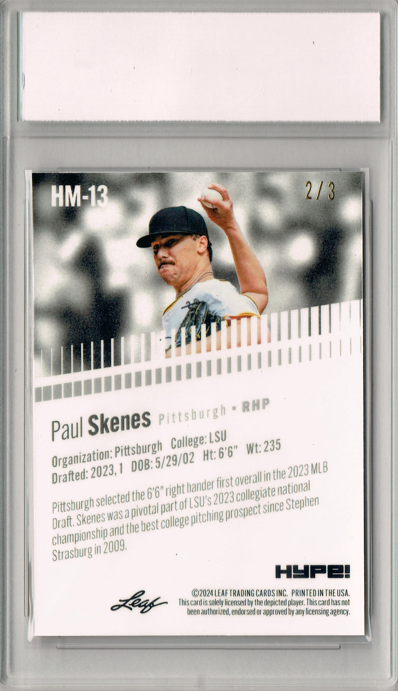 Paul Skenes 2024 Leaf HYPE! Metal #HM-13 Orange Only 3 Made Rookie Card PGI 10