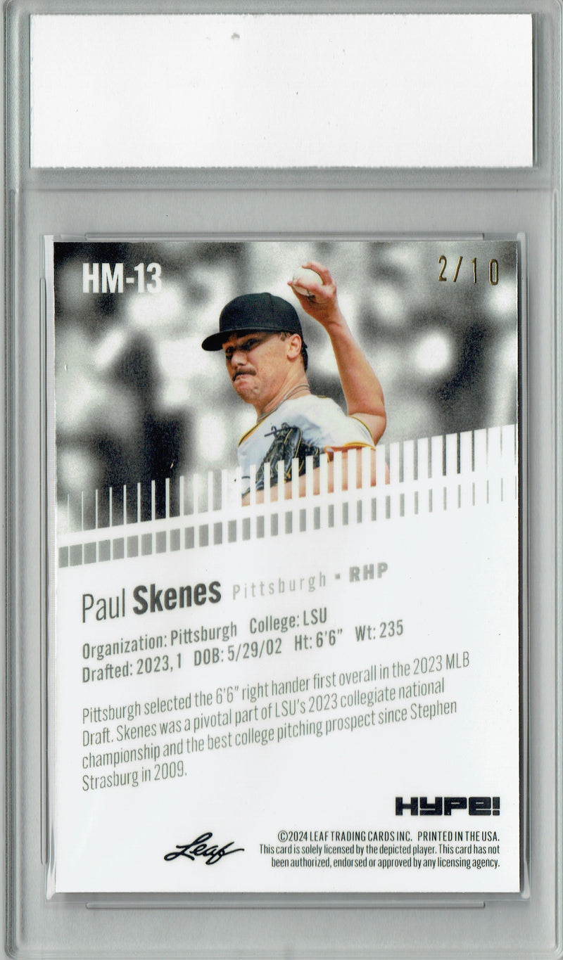 Paul Skenes 2024 Leaf HYPE! Metal #HM-13 Pink Only 10 Made Rookie Card PGI 10