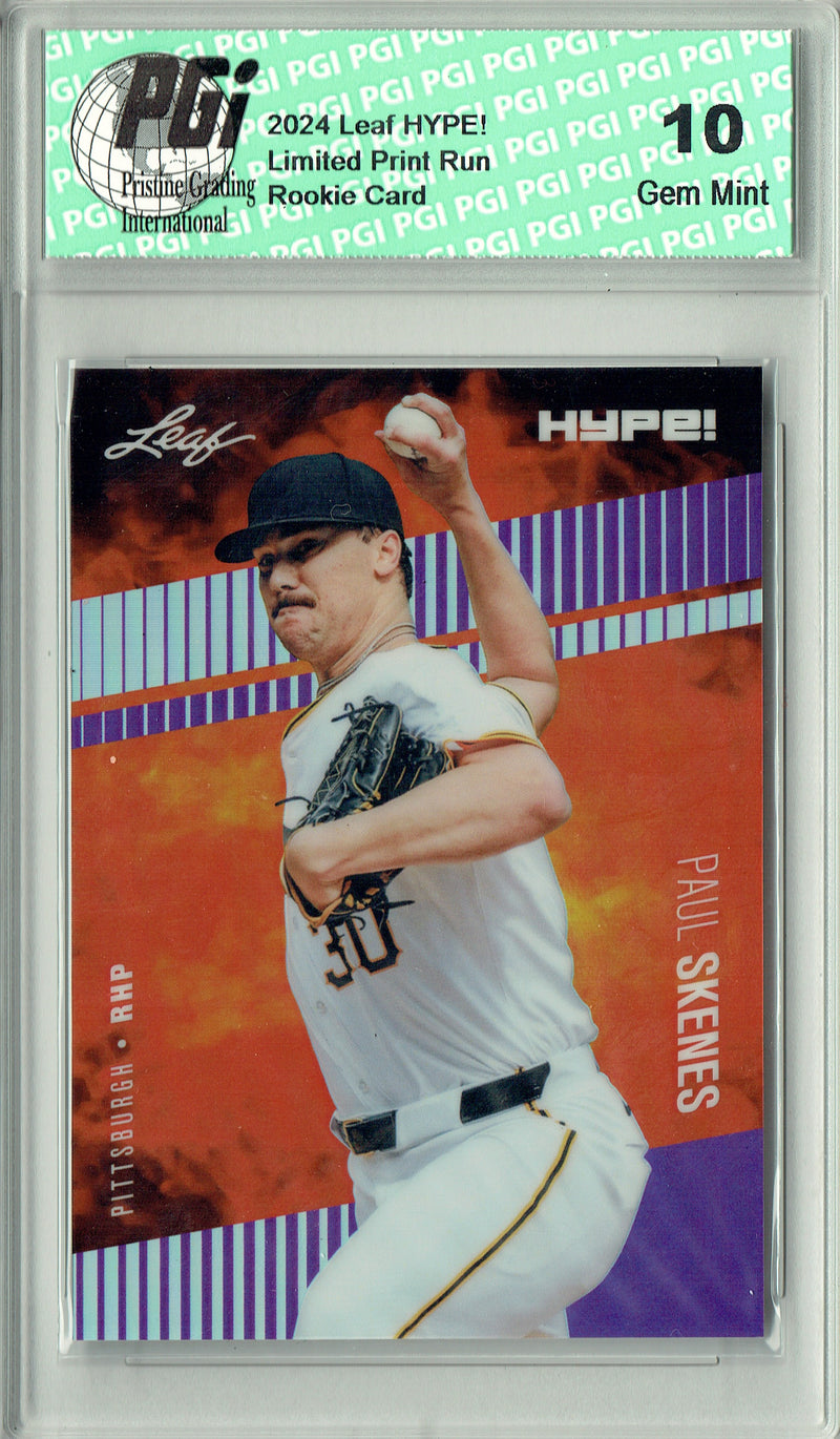 Paul Skenes Rookie Card 2024 Leaf HYPE! #HM-13 Metal #1/15 Purple, PGI 10, Pittsburgh Pirates Baseball