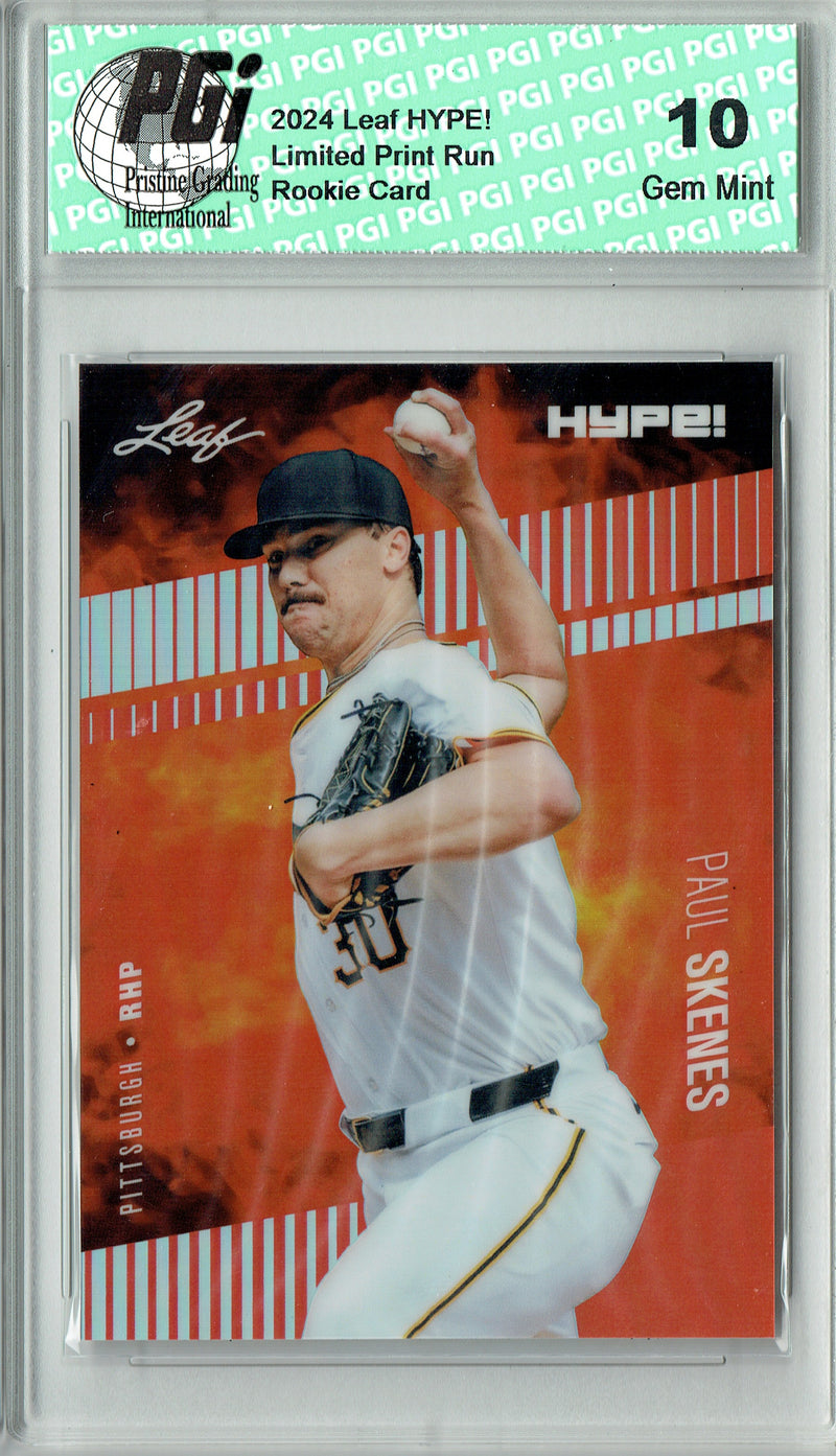Paul Skenes Rookie Card Pittsburgh Pro Baseball Trading Card 2024 Leaf HYPE! Metal #HM-13 Red #2/2 Made PGI 10