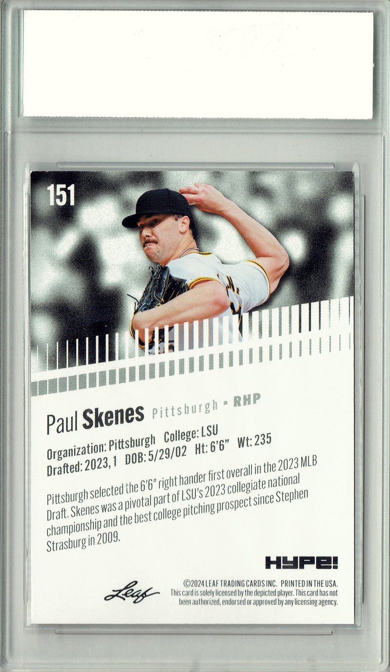 Paul Skenes 2024 Leaf HYPE! #151 Masterpiece 1 of 1 Rookie Card PGI 10