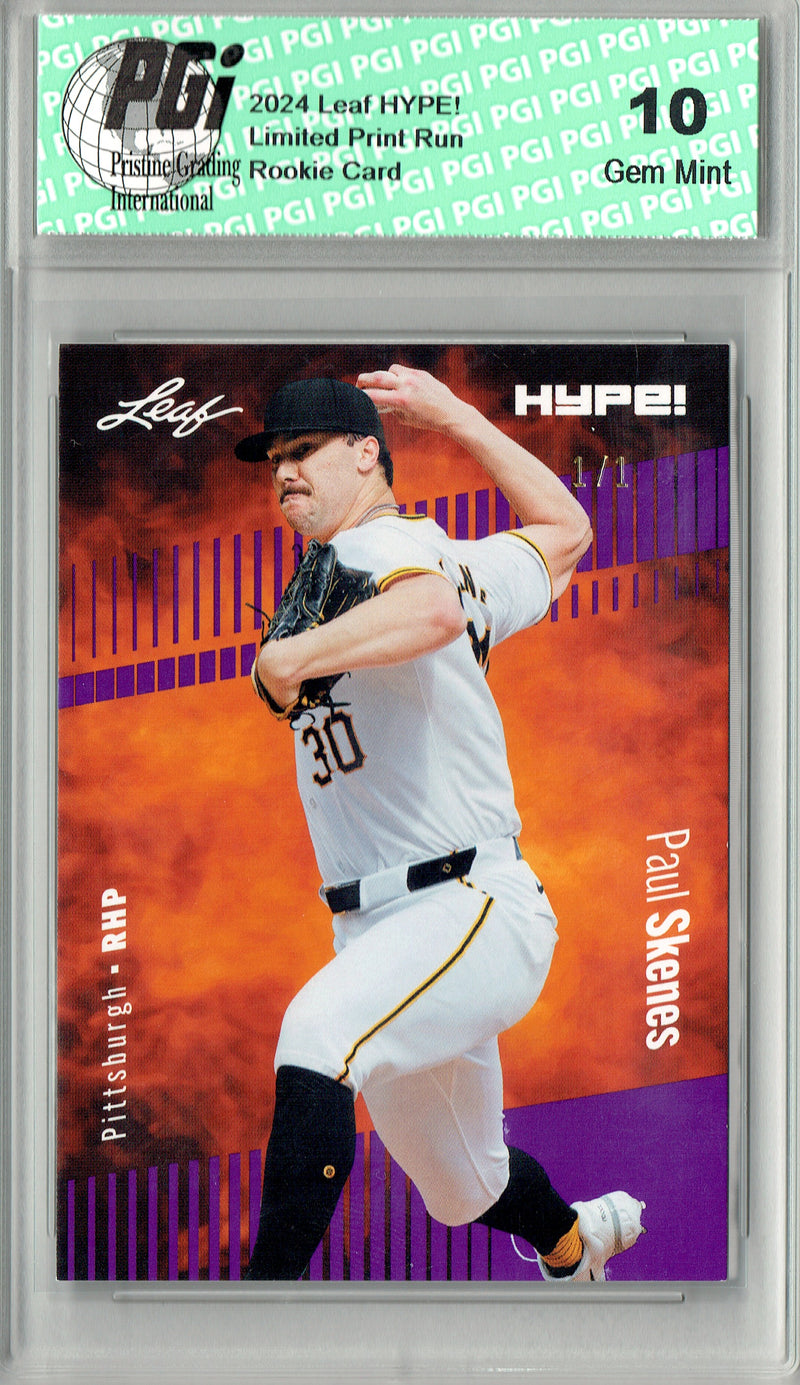 Paul Skenes 2024 Leaf HYPE! #151 Purple Blank Back 1/1 Rookie Card PGI 10