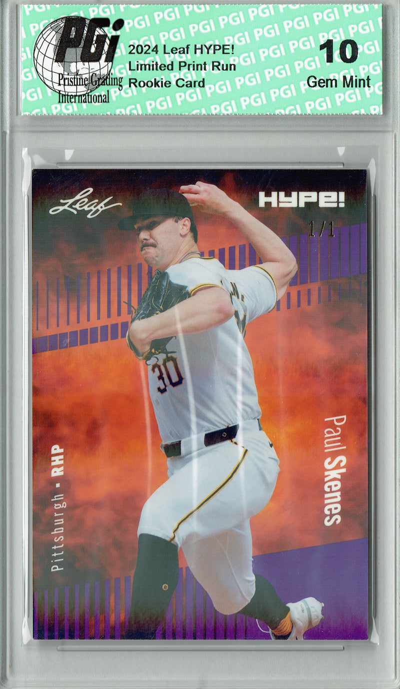 Paul Skenes 2024 Leaf HYPE! #151 Purple Shimmer 1/1 Rookie Card PGI 10