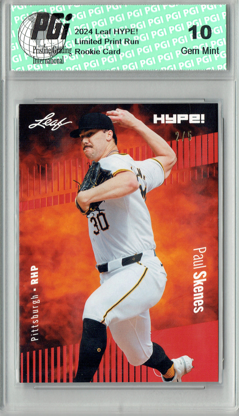 Paul Skenes 2024 Leaf HYPE! #151 Red SP 5 Made Rookie Card PGI 10