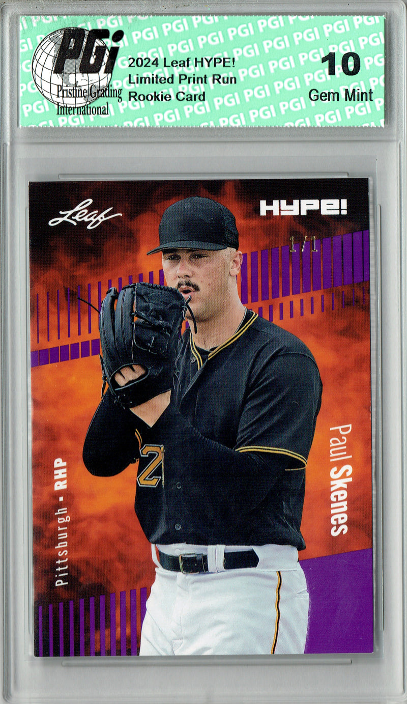 Paul Skenes 2024 Leaf HYPE! #151A Purple Blank Back 1/1 Rookie Card PGI 10
