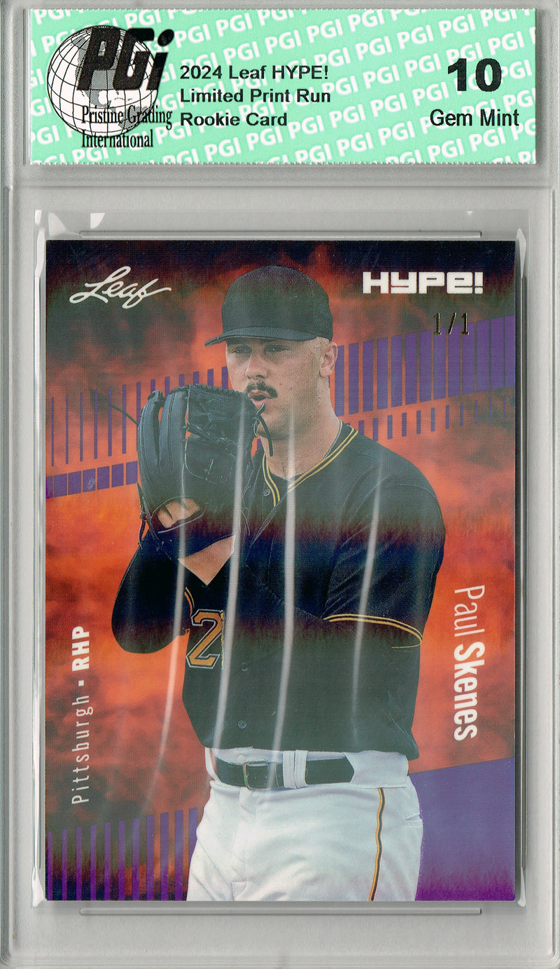 Paul Skenes 2024 Leaf HYPE! #151A Purple Shimmer 1/1 Rookie Card PGI 10