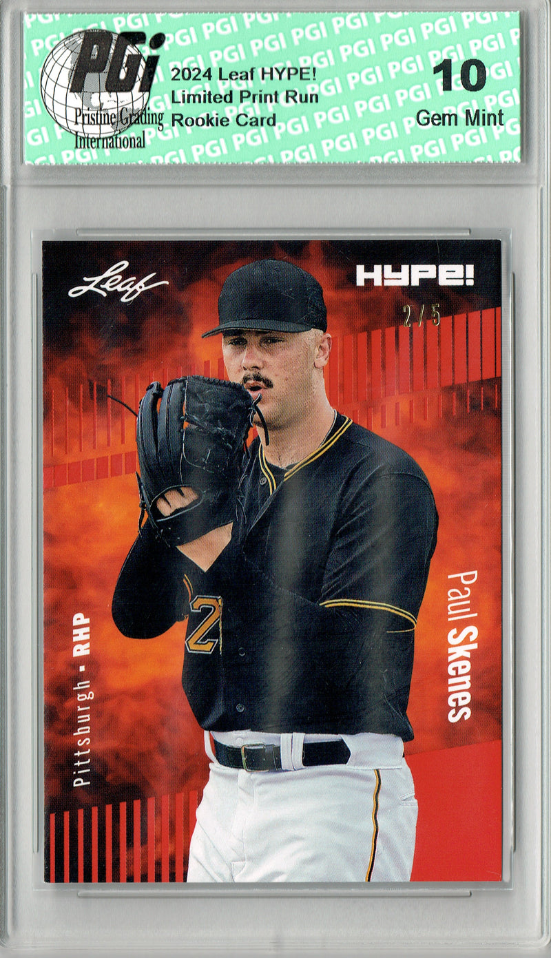 Paul Skenes 2024 Leaf HYPE! #151A Red SP 5 Made Rookie Card PGI 10