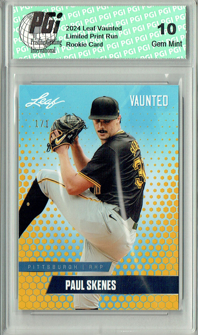 Paul Skenes Rookie Card 2024 Leaf Vaunted #V-12 1/1 Gold Blank Back, PGI 10, Pittsburgh Pirates Baseball