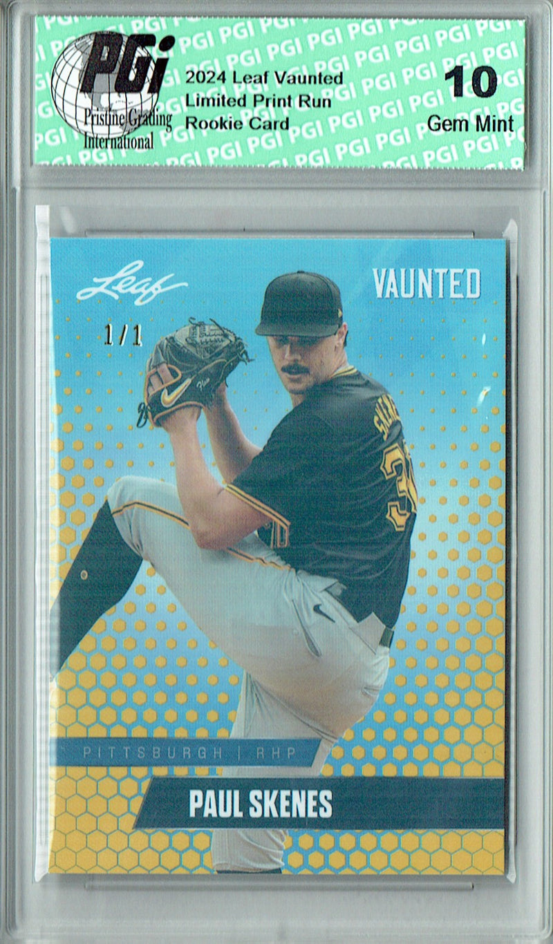 Paul Skenes Rookie Card 2024 Leaf Vaunted #V-12 1/1 Gold Shimmer, PGI 10, Pittsburgh Pirates Baseball
