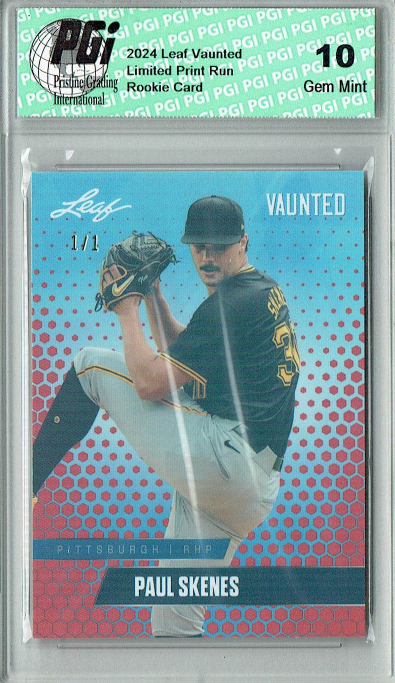 Paul Skenes Rookie Card 2024 Leaf Vaunted #V-12 1/1 Orange Shimmer, PGI 10, Pittsburgh Pirates Baseball
