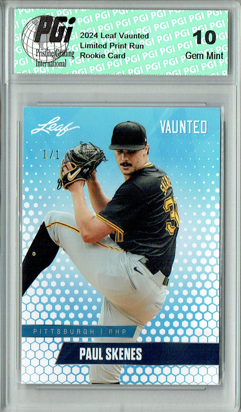 Paul Skenes Rookie Card 2024 Leaf Vaunted #V-12 1/1 White Blank Back, PGI 10, Pittsburgh Pirates Baseball