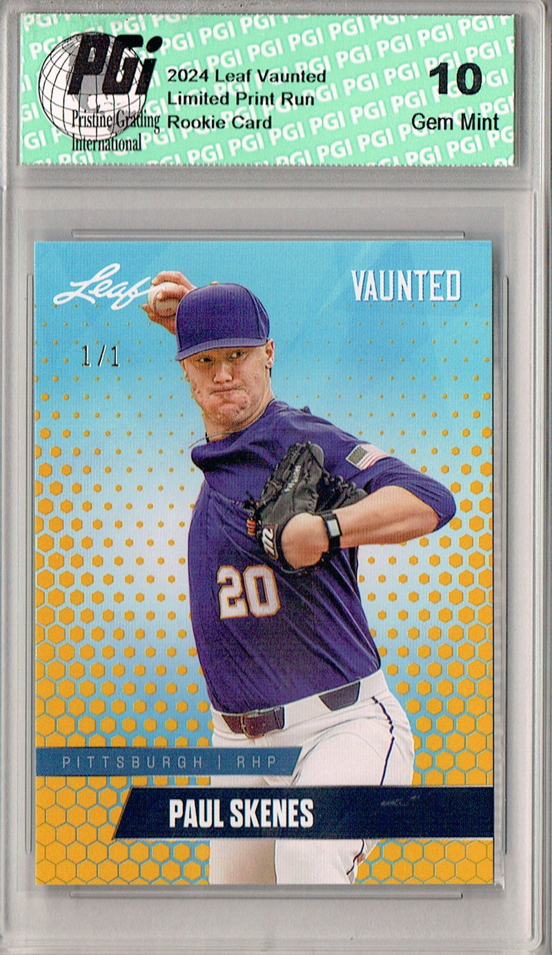 Paul Skenes Rookie Card 2024 Leaf Vaunted #V-13 1/1 Gold Blank Back, PGI 10, Pittsburgh Pirates Baseball