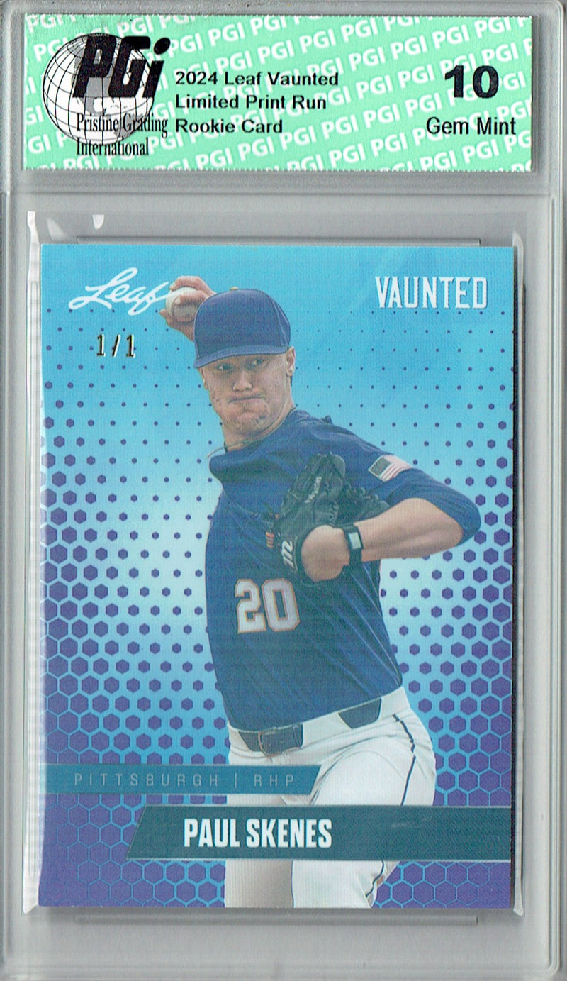 Paul Skenes Rookie Card 2024 Leaf Vaunted #V-13 1/1 Purple Shimmer, PGI 10, Pittsburgh Pirates Baseball