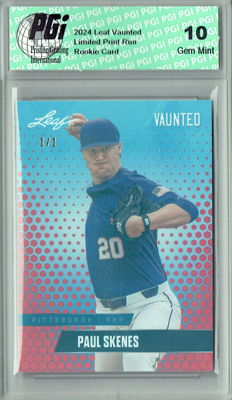 Paul Skenes Rookie Card 2024 Leaf Vaunted #V-13 1/1 Red Shimmer, PGI 10, Pittsburgh Pirates Baseball