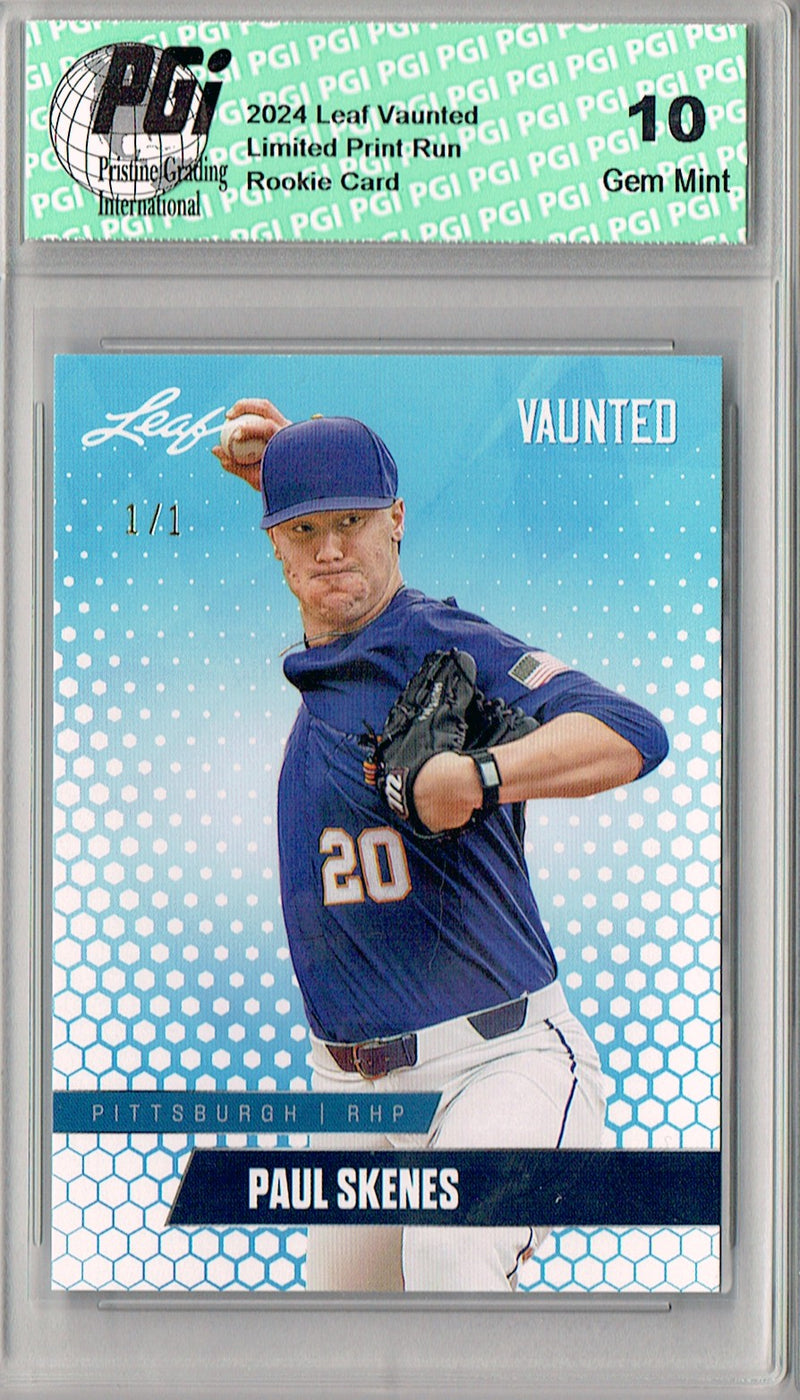 Paul Skenes Rookie Card 2024 Leaf Vaunted #V-13 1/1 White Blank Back, PGI 10, Pittsburgh Pirates Baseball