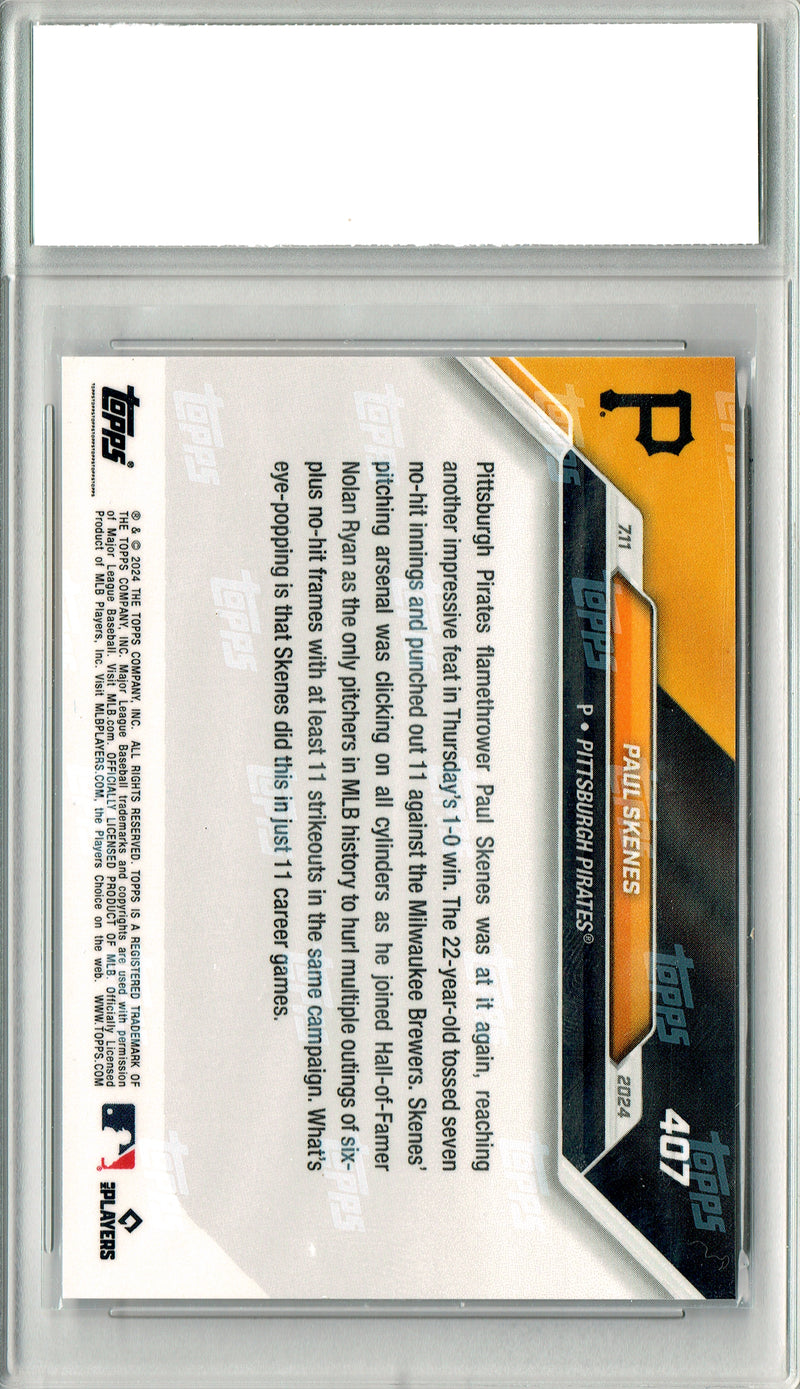 Paul Skenes Rookie Card 2024 Topps Now #407 PRISTINE, PGI 10, Pittsburgh Pirates Baseball
