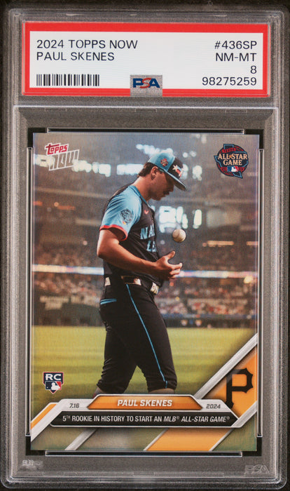 PSA 8 Paul Skenes 2024 Topps Now #436SP Rainbow Foil SP Rookie Card