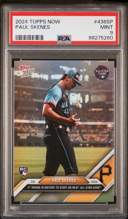 PSA 9 Paul Skenes 2024 Topps Now #436SP Rainbow Foil SP Pirates Rookie Card