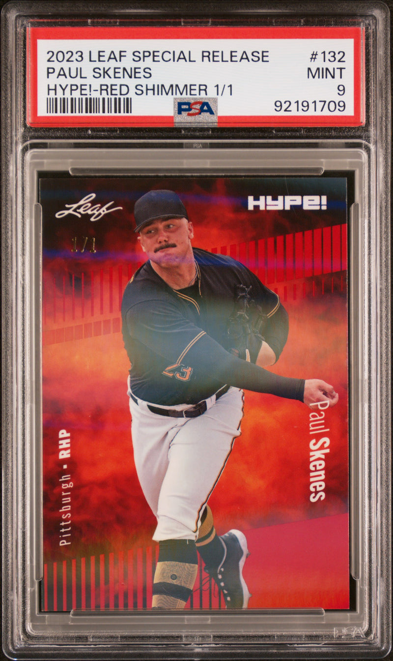 PSA 9 Paul Skenes 2023 Leaf HYPE #132 Red Shimmer 1/1 Rookie Card Pittsburgh Pirates