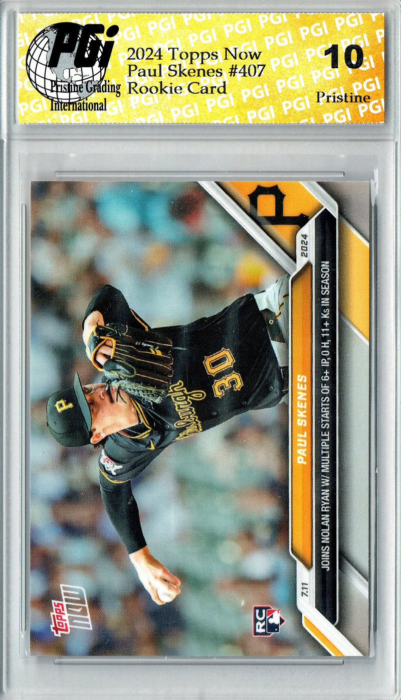 Paul Skenes Rookie Card 2024 Topps Now #407 PRISTINE, PGI 10, Pittsburgh Pirates Baseball