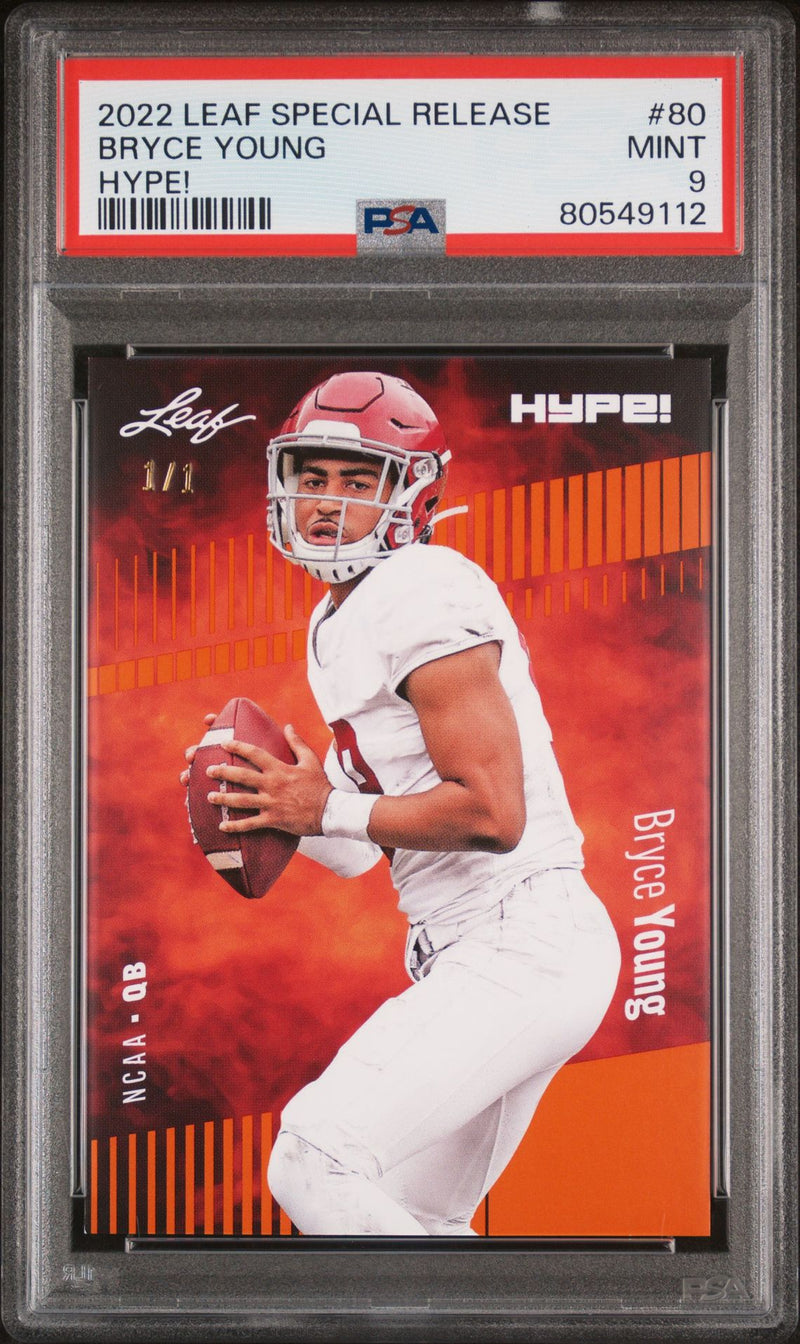 Bryce Young PSA 9 2022 Leaf Hype! #80 Orange Masterpiece 1/1 Rookie Card Carolina Panthers