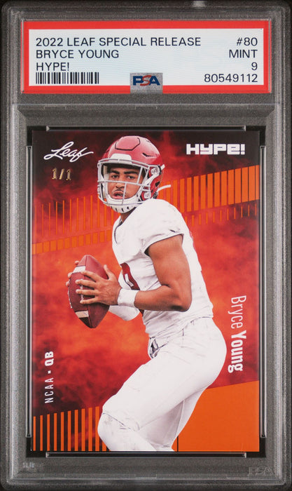 PSA 9 Bryce Young 2022 Leaf Hype! #80 Orange Masterpiece 1/1 Rookie Card