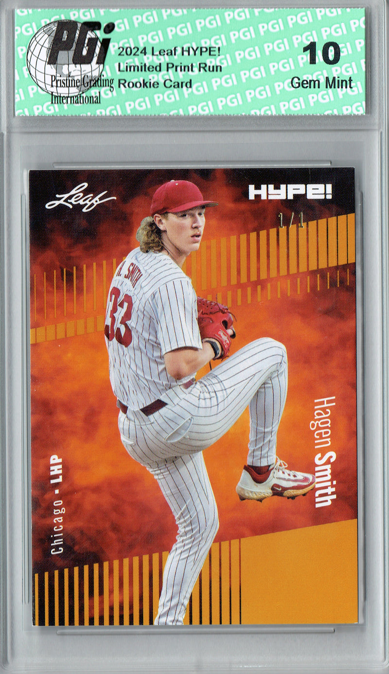 Hagen Smith 2024 Leaf HYPE! #145 Gold Blank Back 1/1 Rookie Card PGI 10