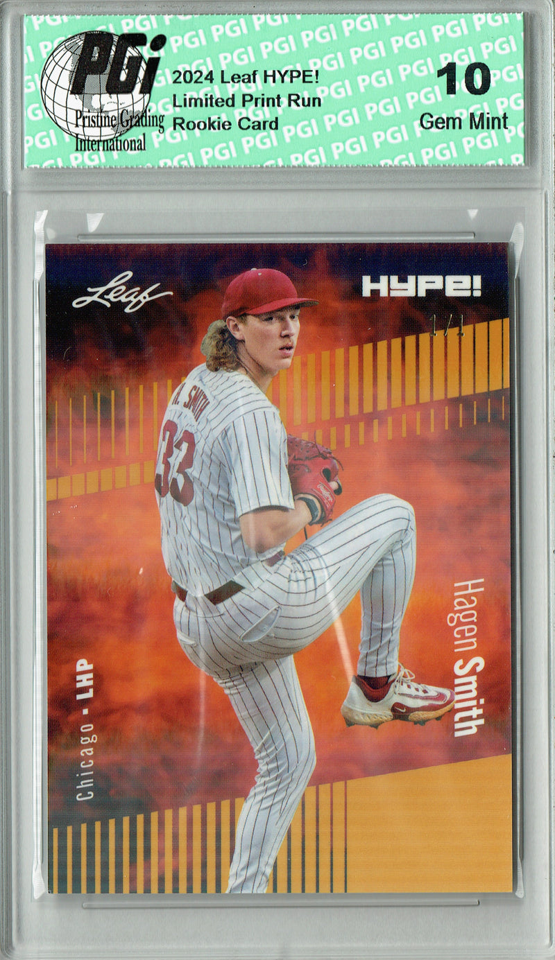 Hagen Smith 2024 Leaf HYPE! #145 Gold Shimmer 1/1 Rookie Card PGI 10