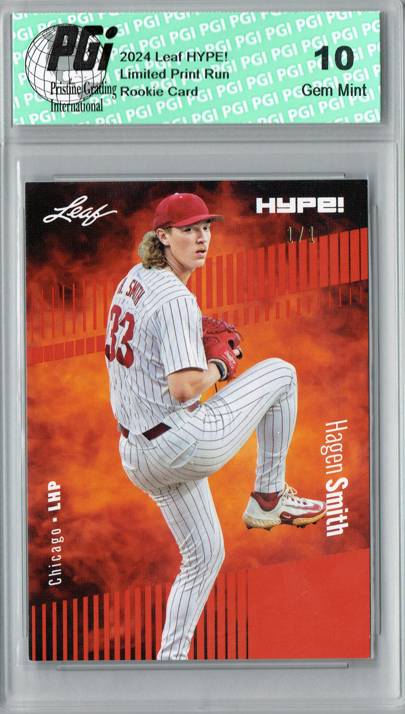 Hagen Smith 2024 Leaf HYPE! #145 Orange Blank Back 1/1 Rookie Card PGI 10