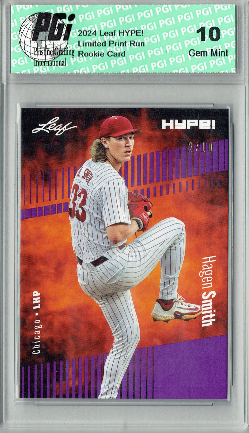 Hagen Smith 2024 Leaf HYPE! #145 Purple SP 10 Made Rookie Card PGI 10
