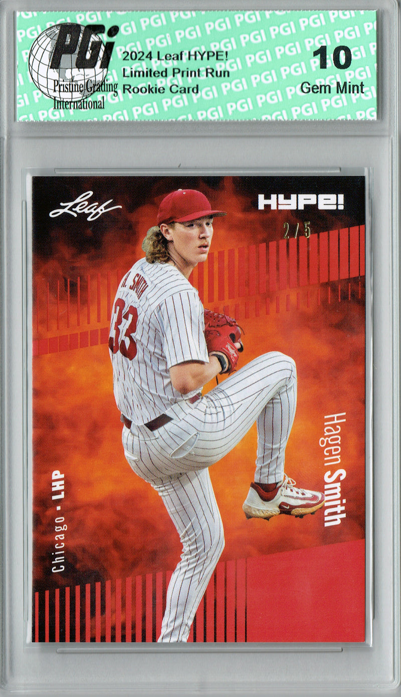 Hagen Smith 2024 Leaf HYPE! #145 Red SP 5 Made Rookie Card PGI 10