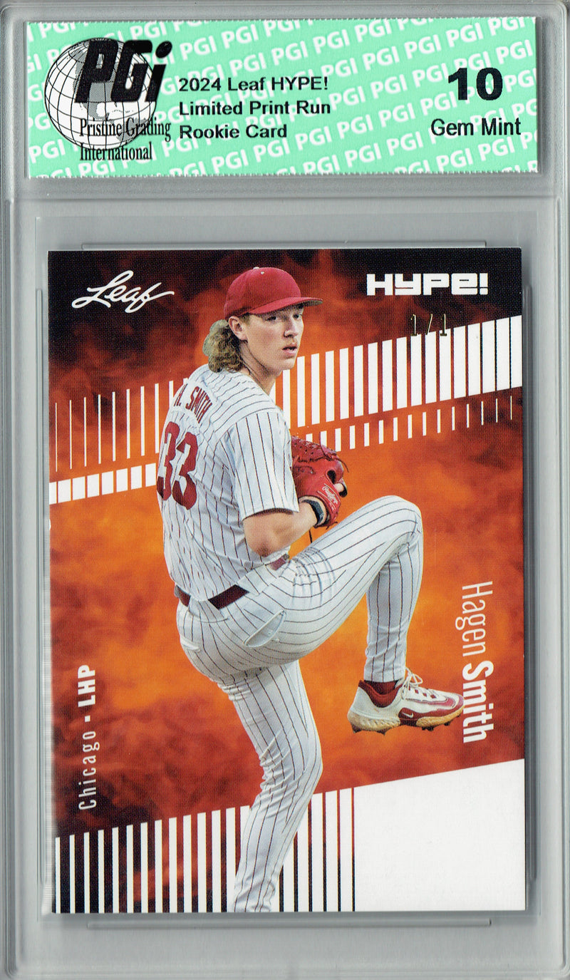 Hagen Smith 2024 Leaf HYPE! #145 White Blank Back 1/1 Rookie Card PGI 10