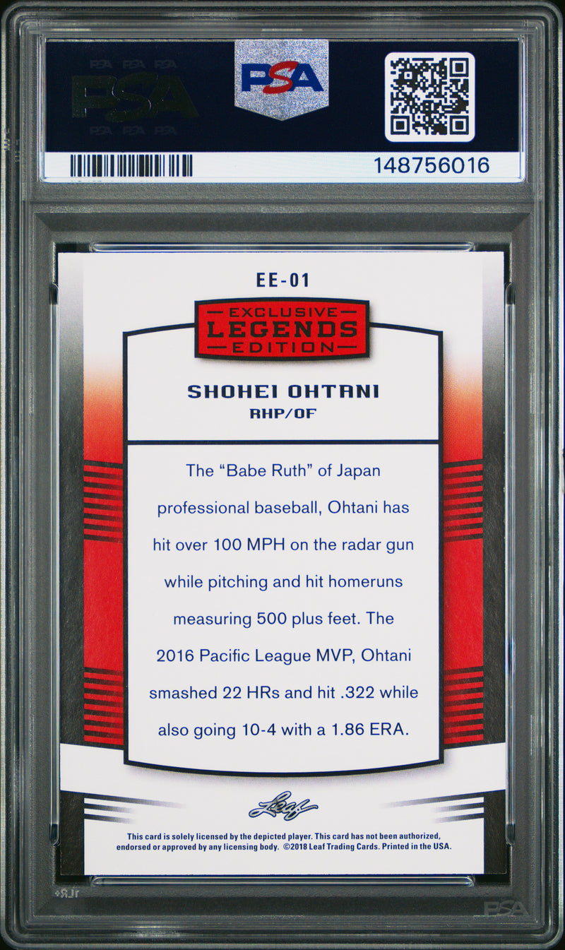 PSA 9 Shohei Ohtani 2018 Leaf #EE-01 Purple SP #17/25 Rookie Card Los Angeles Dodgers
