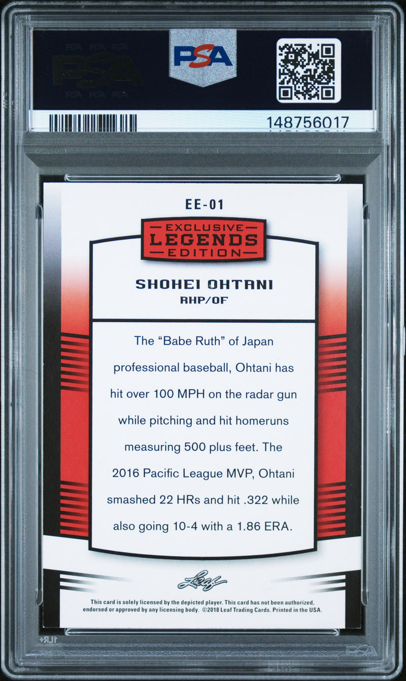 PSA 8 Shohei Ohtani 2018 Leaf #EE-01 Purple SP #1/25 Rookie Card Los Angeles Dodgers