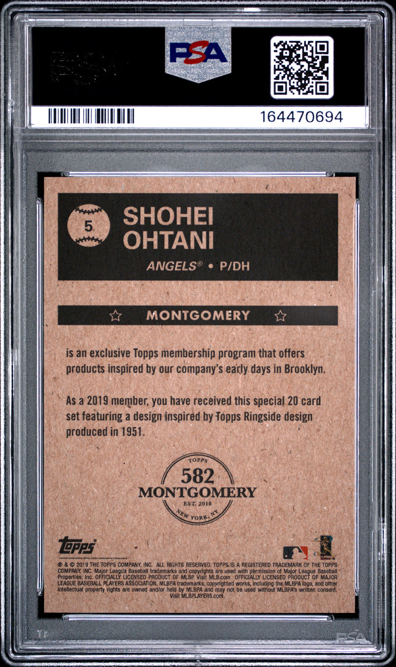 Shohei Ohtani Trading Card 2018 Topps 582 Montgomery #5 Ringside Set, PSA 10, Los Angeles Angels Baseball