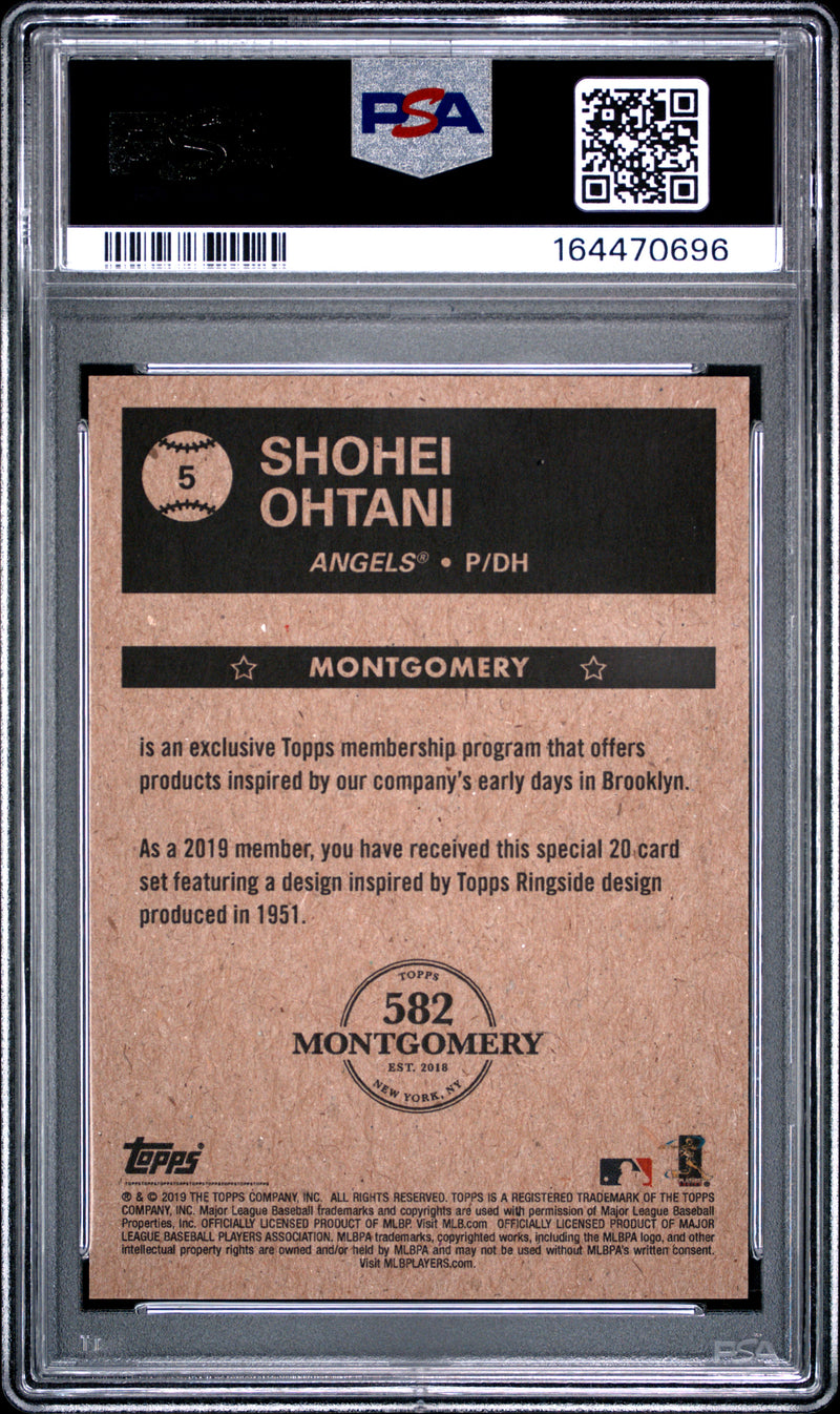 Shohei Ohtani Trading Card 2018 Topps 582 Montgomery #5 Ringside Set, PSA 10, Los Angeles Angels Baseball